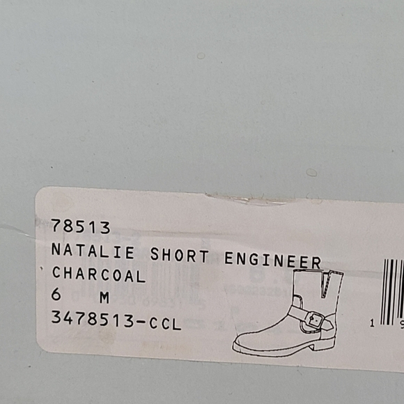 Frye Natalie Short Engineer Charcoal Ankle Bootie 6 New With Box - Picture 8 of 8